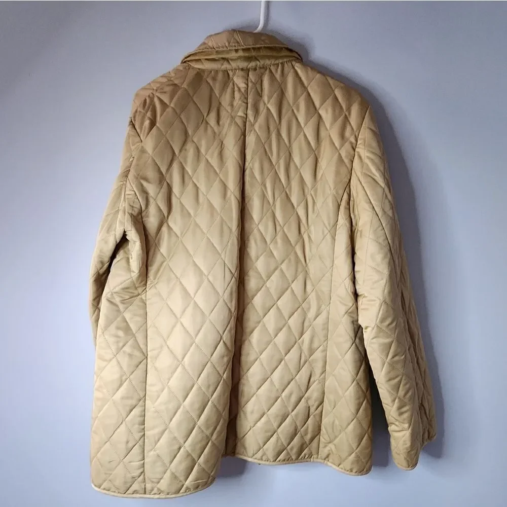 Steve & Barry’s Womens Tan Quilted Snap-Up Coat Jacket w/ Pockets XXL